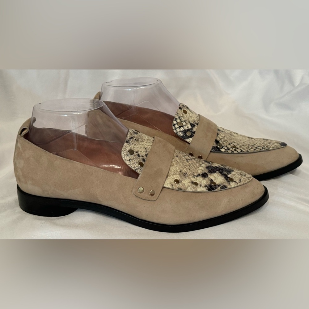Joie Women’s Taron Tan Suede and Snake Print Combo Loafer Size 8.5 / 38.5 - Picture 7 of 14